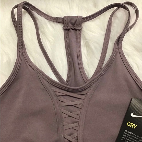 Nike Dri-Fit Women’s Cropped Laced Training Tank Purple Size XS - Picture 4 of 9